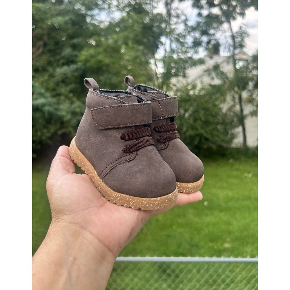 Wonder Nation Baby/Toddler Brown Ankle Bootie Hook & Loop Strap Size 3